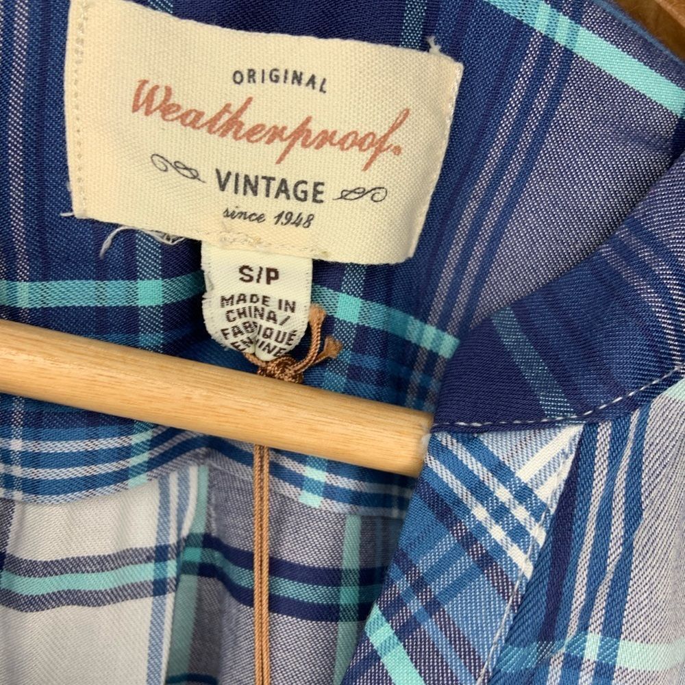 Blue Flannel Half Button-Up Top - Picture 3 of 5